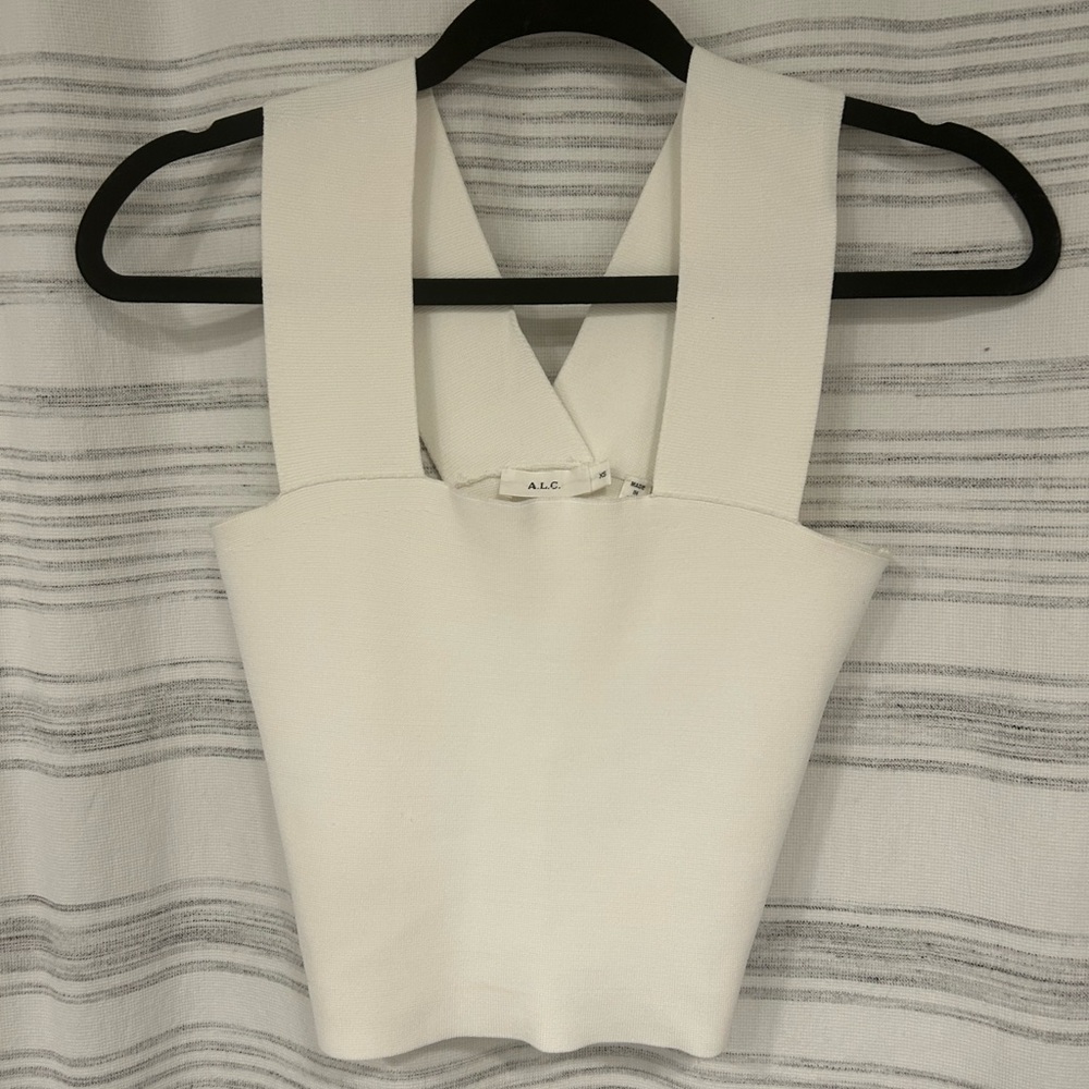 A.L.C. White Sleeveless Crop Top